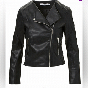 New Mango Black Marcmoto Moto Jacket US XS